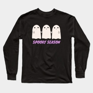 Spooky Season Three Ghost Friends Long Sleeve T-Shirt